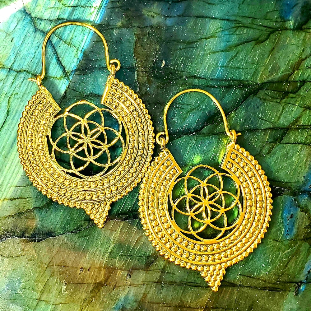Tribal Boho Brass/Gold Geometric Earrings